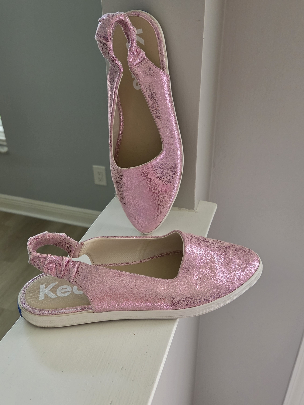 Keds Pink Metallic Slingback Flats